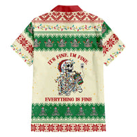 Funny Skeleton Christmas Family Matching Off Shoulder Short Dress and Hawaiian Shirt It's Fine I'm Fine Everything Is Fine - Wonder Print Shop
