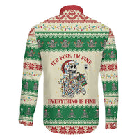 Funny Skeleton Christmas Family Matching Off Shoulder Short Dress and Hawaiian Shirt It's Fine I'm Fine Everything Is Fine - Wonder Print Shop