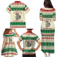 Funny Skeleton Christmas Family Matching Puletasi and Hawaiian Shirt It's Fine I'm Fine Everything Is Fine - Wonder Print Shop