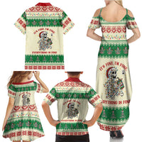 Funny Skeleton Christmas Family Matching Summer Maxi Dress and Hawaiian Shirt It's Fine I'm Fine Everything Is Fine - Wonder Print Shop