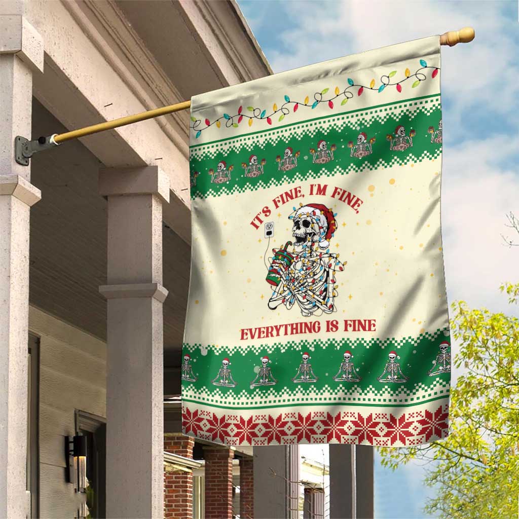 Funny Skeleton Christmas Garden Flag It's Fine I'm Fine Everything Is Fine - Wonder Print Shop