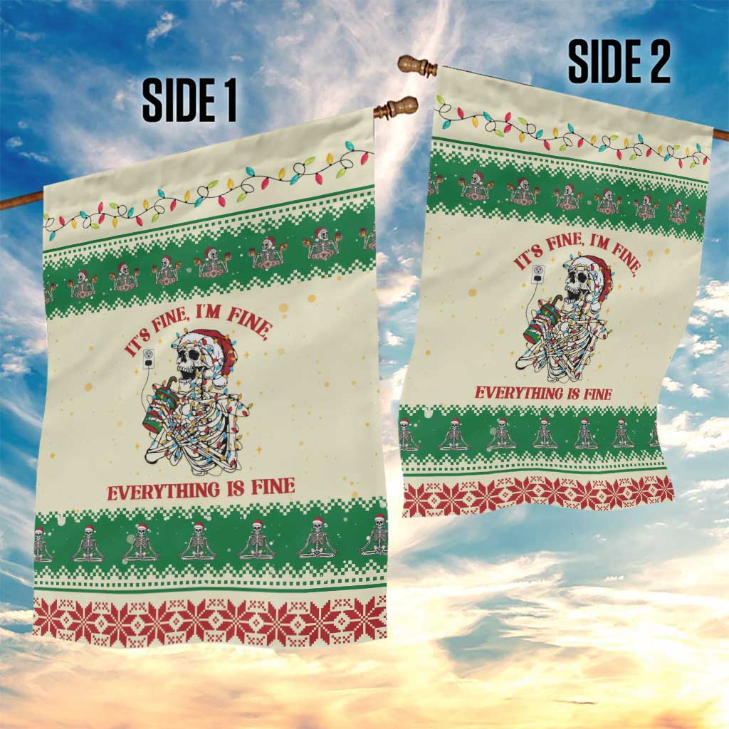 Funny Skeleton Christmas Garden Flag It's Fine I'm Fine Everything Is Fine - Wonder Print Shop