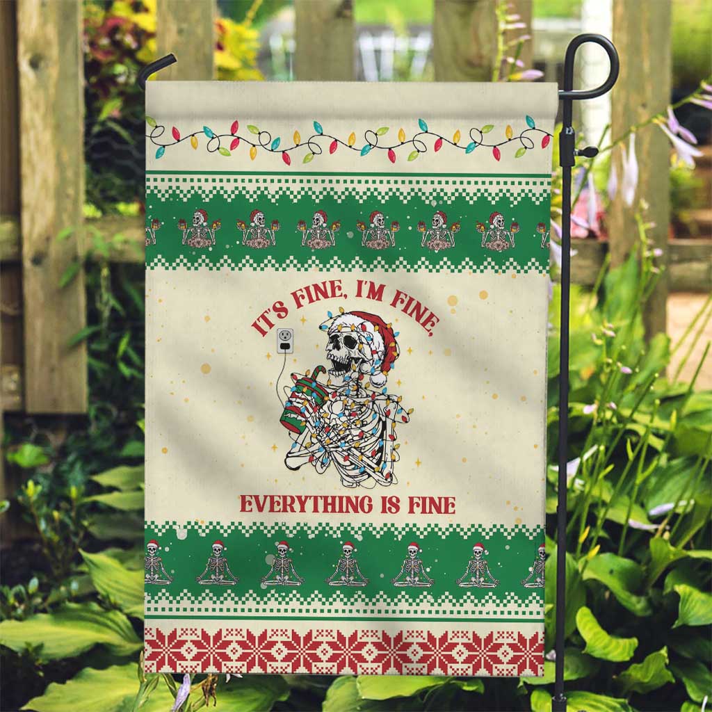 Funny Skeleton Christmas Garden Flag It's Fine I'm Fine Everything Is Fine - Wonder Print Shop