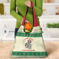Funny Skeleton Christmas Grocery Bag It's Fine I'm Fine Everything Is Fine - Wonder Print Shop