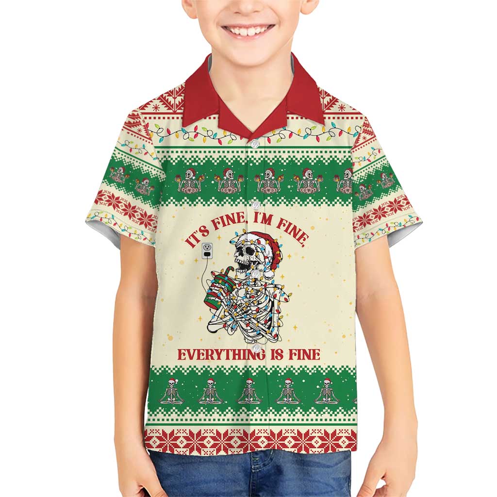 Funny Skeleton Christmas Hawaiian Shirt It's Fine I'm Fine Everything Is Fine - Wonder Print Shop