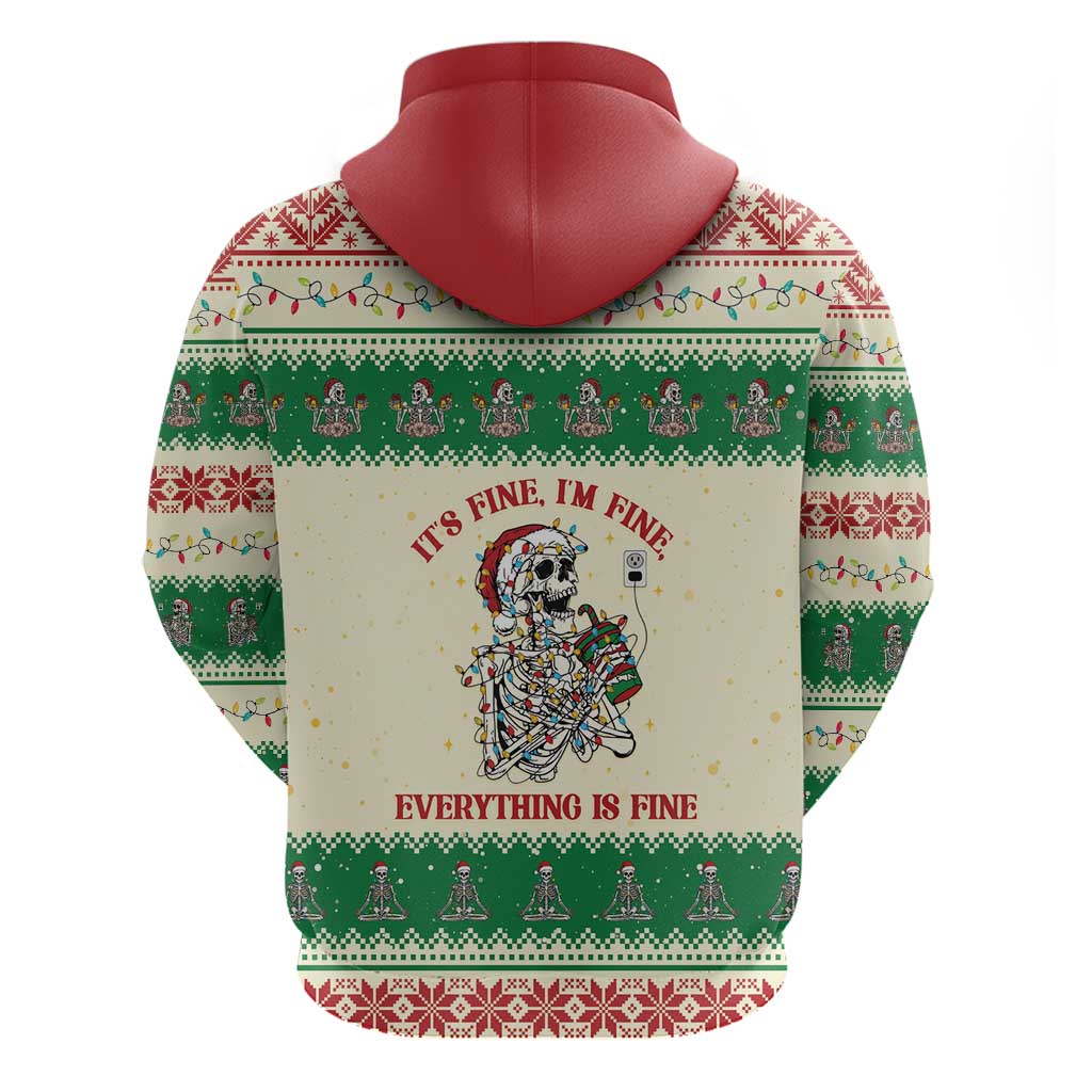 Funny Skeleton Christmas Hoodie It's Fine I'm Fine Everything Is Fine - Wonder Print Shop