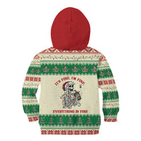 Funny Skeleton Christmas Kid Hoodie It's Fine I'm Fine Everything Is Fine - Wonder Print Shop