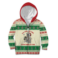 Funny Skeleton Christmas Kid Hoodie It's Fine I'm Fine Everything Is Fine - Wonder Print Shop