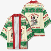 Funny Skeleton Christmas Kimono It's Fine I'm Fine Everything Is Fine - Wonder Print Shop