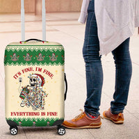 Funny Skeleton Christmas Luggage Cover It's Fine I'm Fine Everything Is Fine - Wonder Print Shop