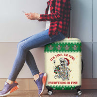 Funny Skeleton Christmas Luggage Cover It's Fine I'm Fine Everything Is Fine - Wonder Print Shop
