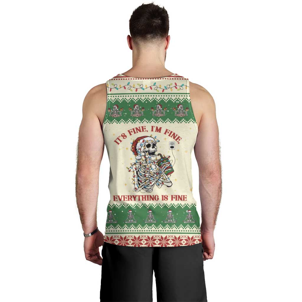 Funny Skeleton Christmas Men Tank Top It's Fine I'm Fine Everything Is Fine - Wonder Print Shop