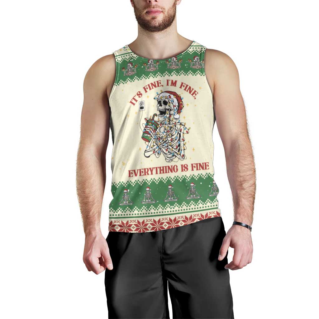Funny Skeleton Christmas Men Tank Top It's Fine I'm Fine Everything Is Fine - Wonder Print Shop