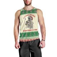 Funny Skeleton Christmas Men Tank Top It's Fine I'm Fine Everything Is Fine - Wonder Print Shop