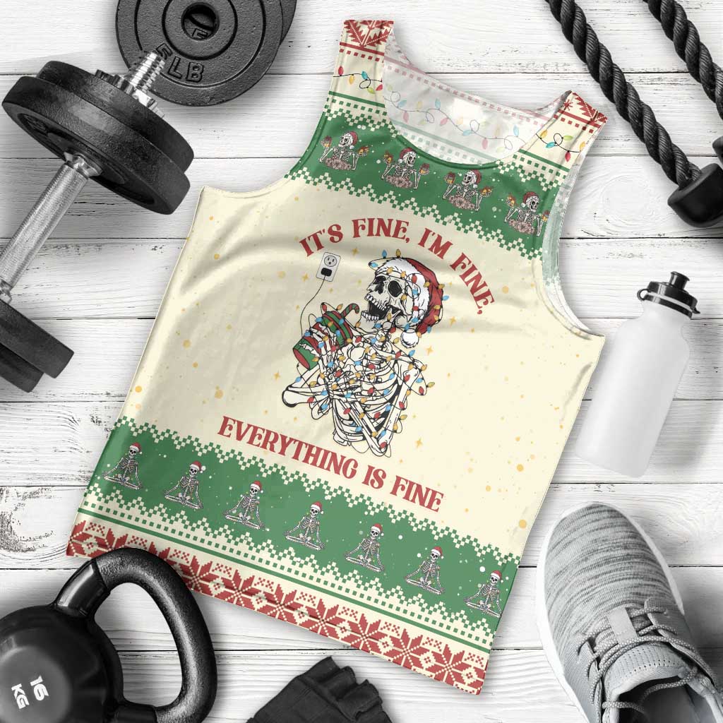 Funny Skeleton Christmas Men Tank Top It's Fine I'm Fine Everything Is Fine - Wonder Print Shop