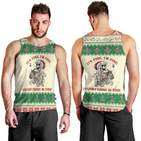 Funny Skeleton Christmas Men Tank Top It's Fine I'm Fine Everything Is Fine - Wonder Print Shop