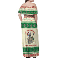 Funny Skeleton Christmas Off Shoulder Maxi Dress It's Fine I'm Fine Everything Is Fine - Wonder Print Shop