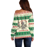 Funny Skeleton Christmas Off Shoulder Sweater It's Fine I'm Fine Everything Is Fine - Wonder Print Shop