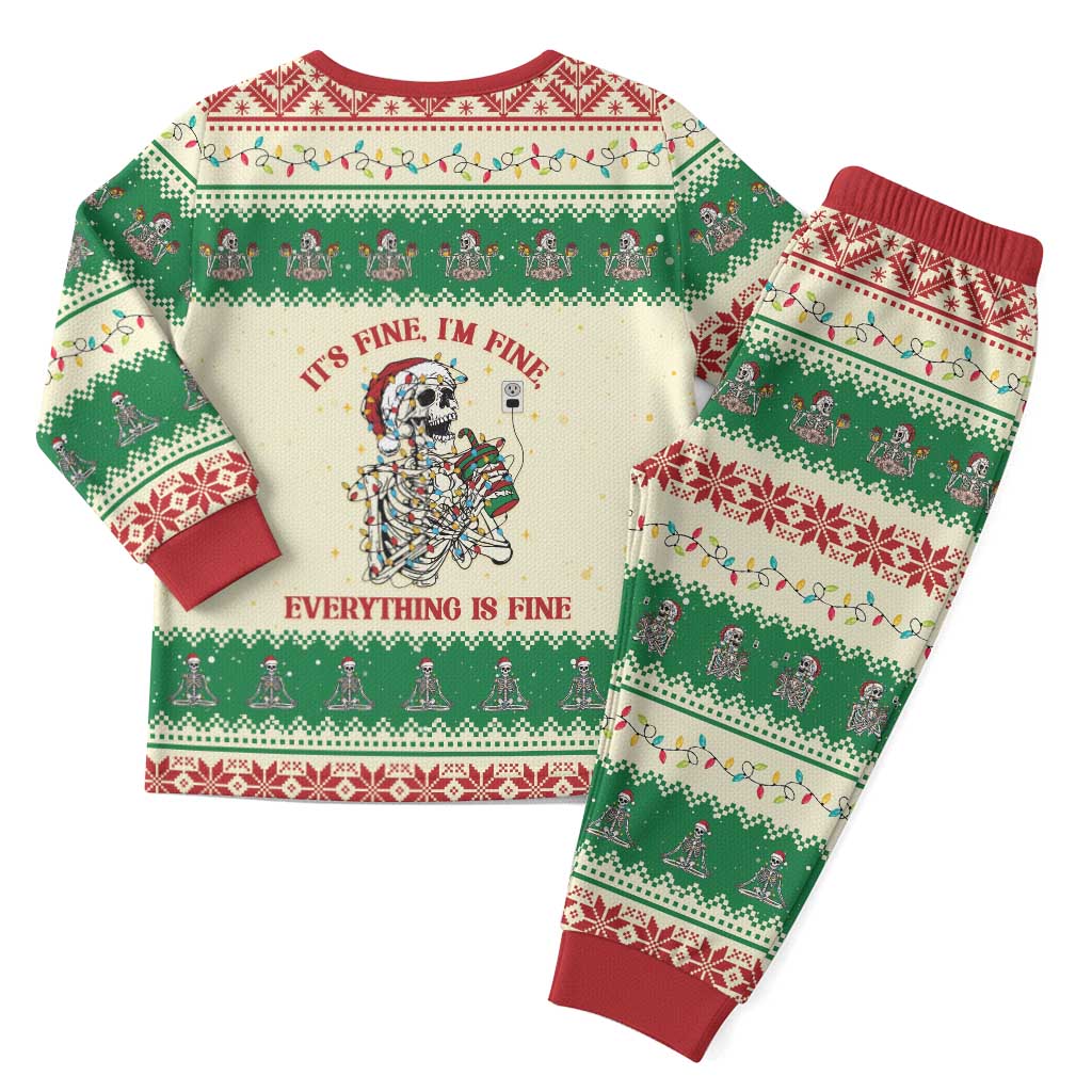 Funny Skeleton Christmas Pajama Set It's Fine I'm Fine Everything Is Fine - Wonder Print Shop