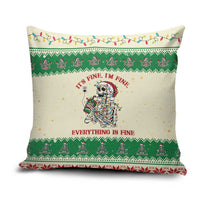 Funny Skeleton Christmas Pillow Cover It's Fine I'm Fine Everything Is Fine - Wonder Print Shop
