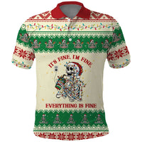 Funny Skeleton Christmas Polo Shirt It's Fine I'm Fine Everything Is Fine - Wonder Print Shop