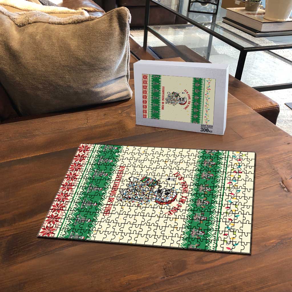 Funny Skeleton Christmas Puzzle It's Fine I'm Fine Everything Is Fine - Wonder Print Shop