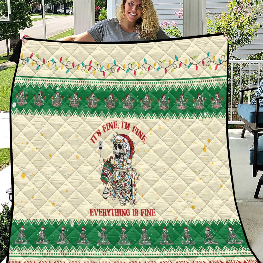 Funny Skeleton Christmas Quilt It's Fine I'm Fine Everything Is Fine - Wonder Print Shop