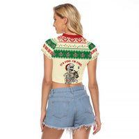Funny Skeleton Christmas Raglan Cropped T Shirt It's Fine I'm Fine Everything Is Fine - Wonder Print Shop