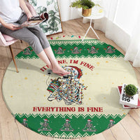 Funny Skeleton Christmas Round Carpet It's Fine I'm Fine Everything Is Fine - Wonder Print Shop