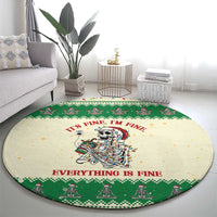 Funny Skeleton Christmas Round Carpet It's Fine I'm Fine Everything Is Fine - Wonder Print Shop