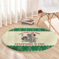 Funny Skeleton Christmas Round Carpet It's Fine I'm Fine Everything Is Fine - Wonder Print Shop