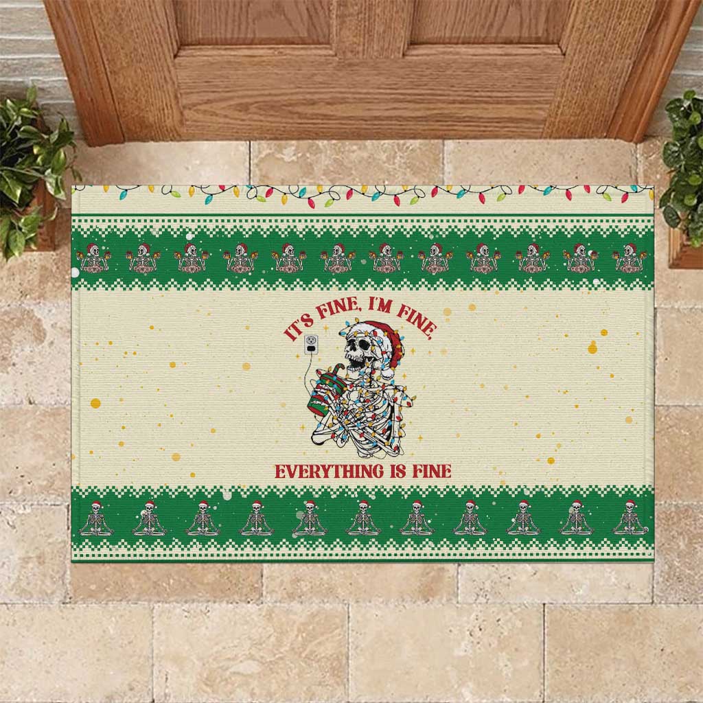 Funny Skeleton Christmas Rubber Doormat It's Fine I'm Fine Everything Is Fine - Wonder Print Shop