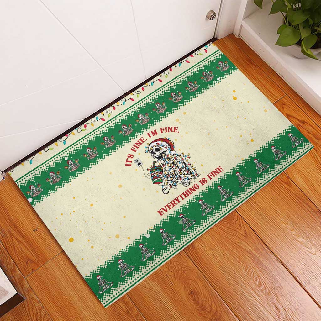 Funny Skeleton Christmas Rubber Doormat It's Fine I'm Fine Everything Is Fine - Wonder Print Shop