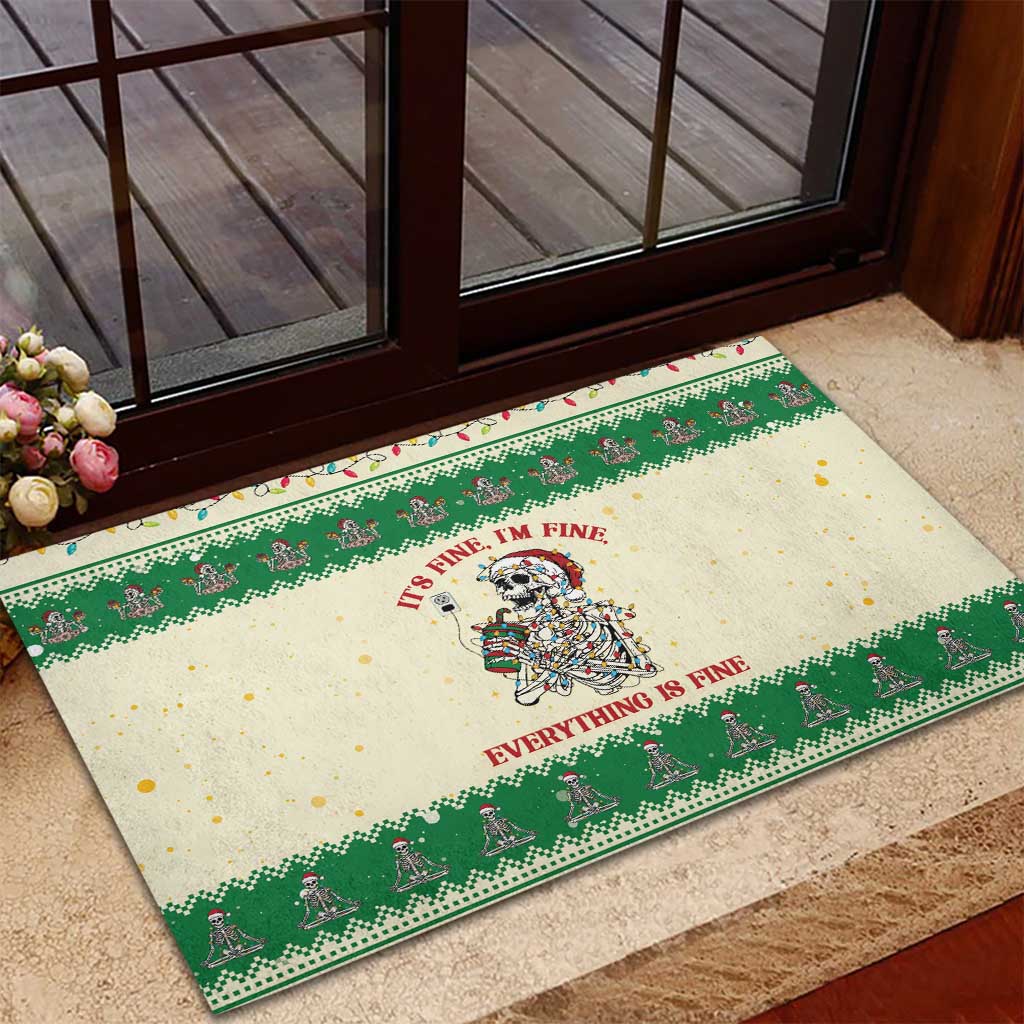 Funny Skeleton Christmas Rubber Doormat It's Fine I'm Fine Everything Is Fine - Wonder Print Shop