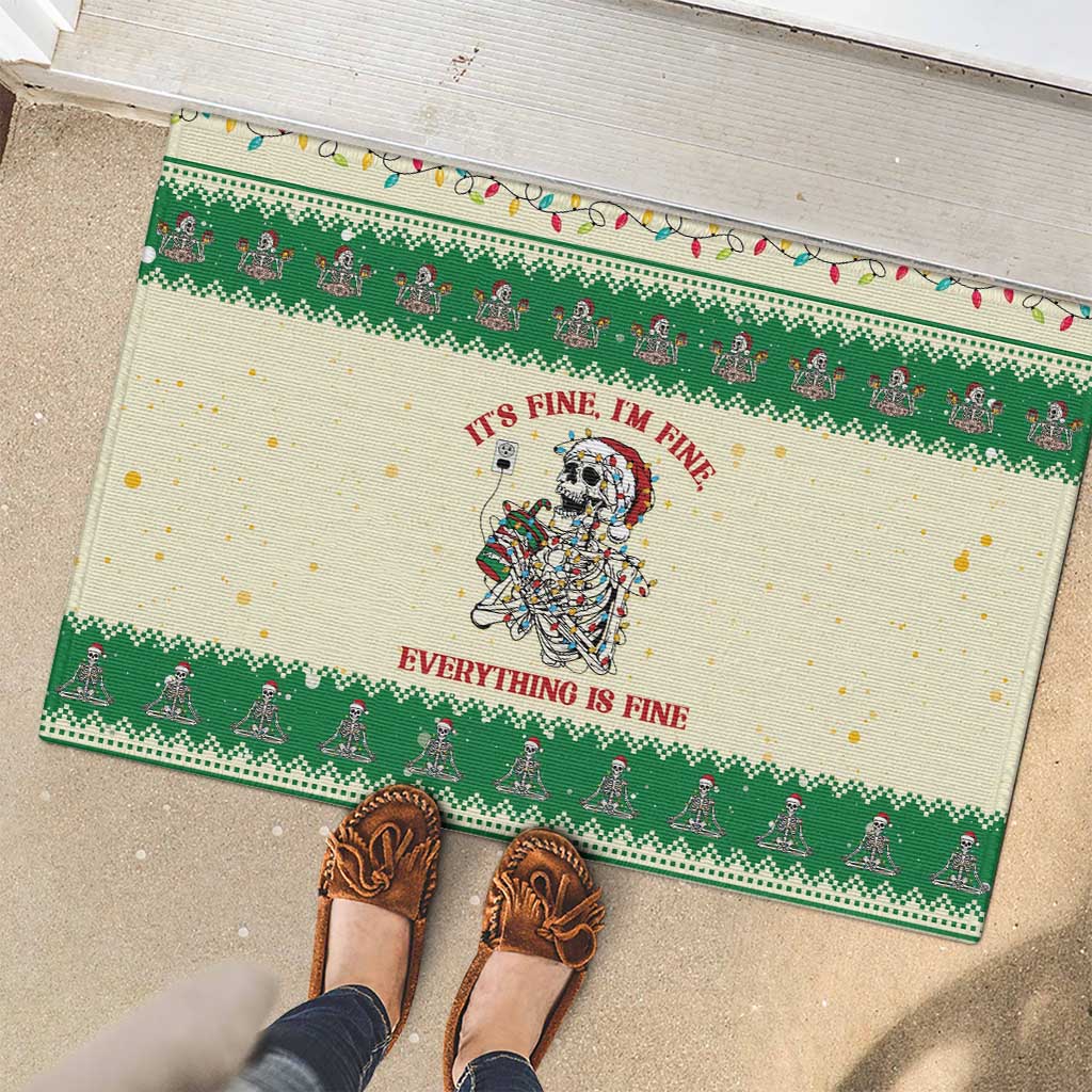 Funny Skeleton Christmas Rubber Doormat It's Fine I'm Fine Everything Is Fine - Wonder Print Shop