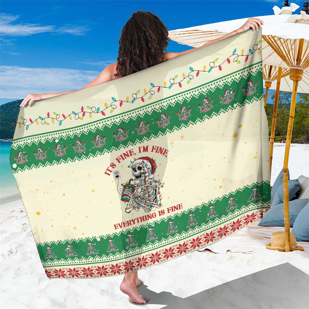 Funny Skeleton Christmas Sarong It's Fine I'm Fine Everything Is Fine - Wonder Print Shop