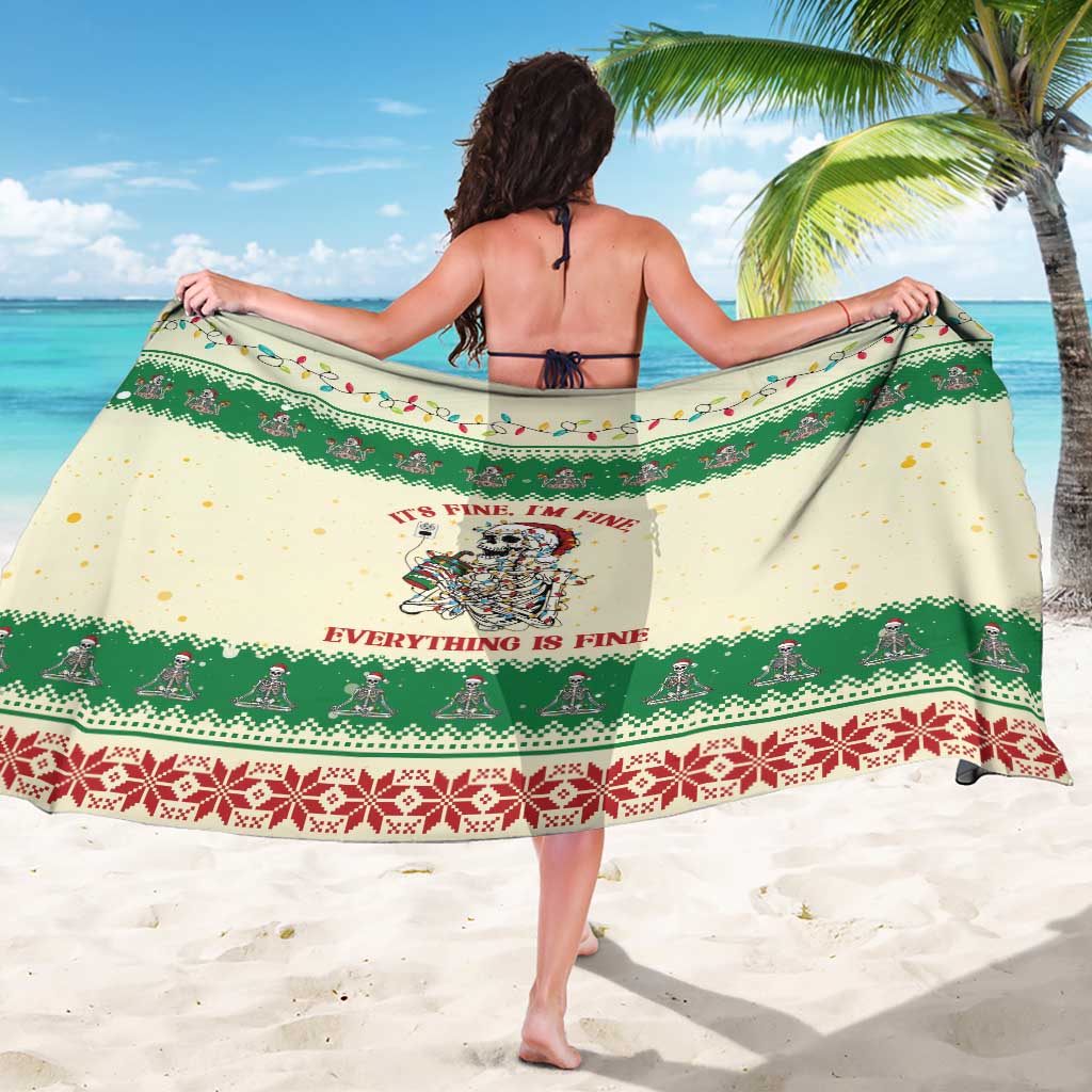 Funny Skeleton Christmas Sarong It's Fine I'm Fine Everything Is Fine - Wonder Print Shop