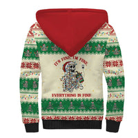 Funny Skeleton Christmas Sherpa Hoodie It's Fine I'm Fine Everything Is Fine - Wonder Print Shop