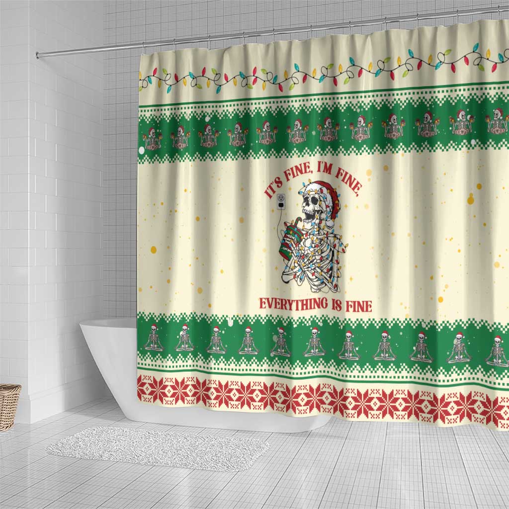 Funny Skeleton Christmas Shower Curtain It's Fine I'm Fine Everything Is Fine - Wonder Print Shop