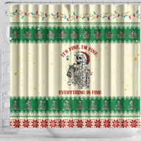 Funny Skeleton Christmas Shower Curtain It's Fine I'm Fine Everything Is Fine - Wonder Print Shop