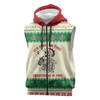 Funny Skeleton Christmas Sleeveless Zip Hoodie It's Fine I'm Fine Everything Is Fine - Wonder Print Shop