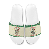 Funny Skeleton Christmas Slide Sandals It's Fine I'm Fine Everything Is Fine - Wonder Print Shop