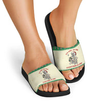 Funny Skeleton Christmas Slide Sandals It's Fine I'm Fine Everything Is Fine - Wonder Print Shop