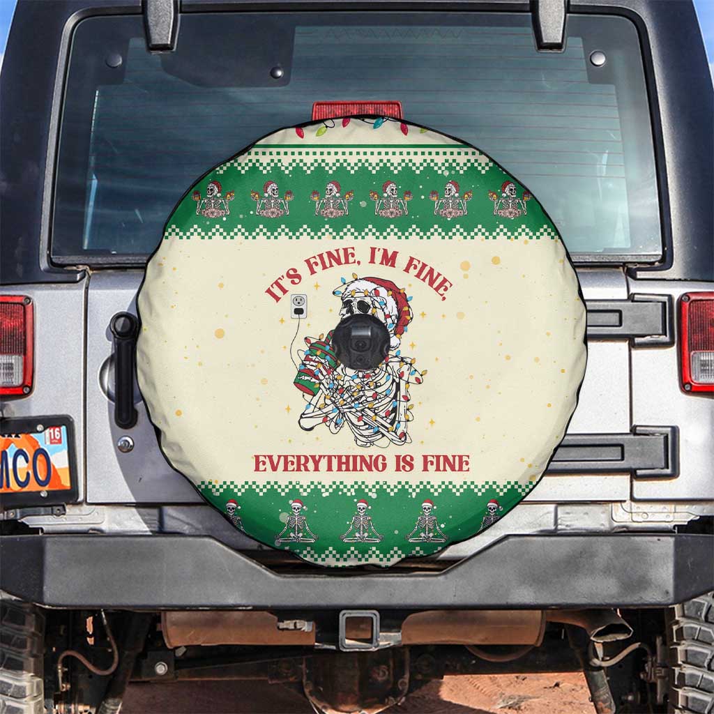 Funny Skeleton Christmas Spare Tire Cover It's Fine I'm Fine Everything Is Fine - Wonder Print Shop