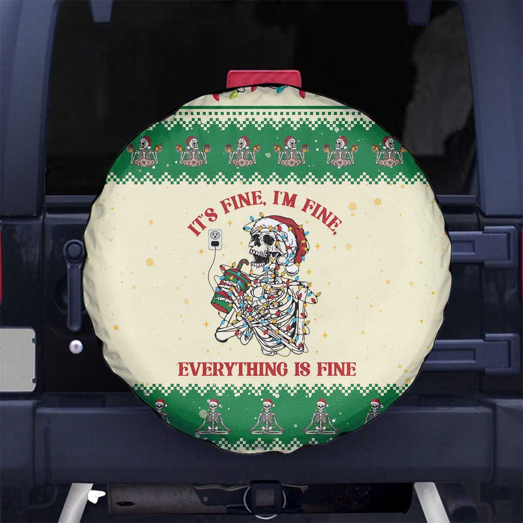 Funny Skeleton Christmas Spare Tire Cover It's Fine I'm Fine Everything Is Fine - Wonder Print Shop