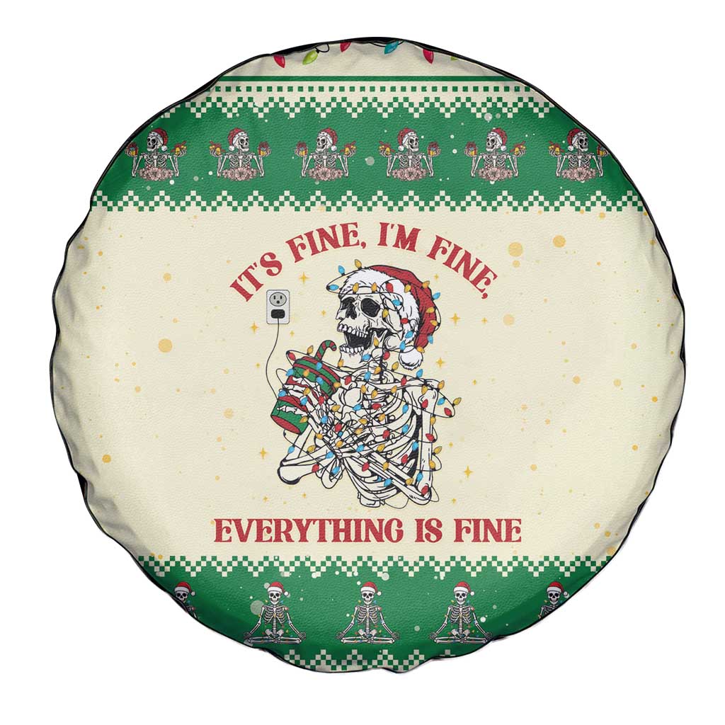 Funny Skeleton Christmas Spare Tire Cover It's Fine I'm Fine Everything Is Fine - Wonder Print Shop