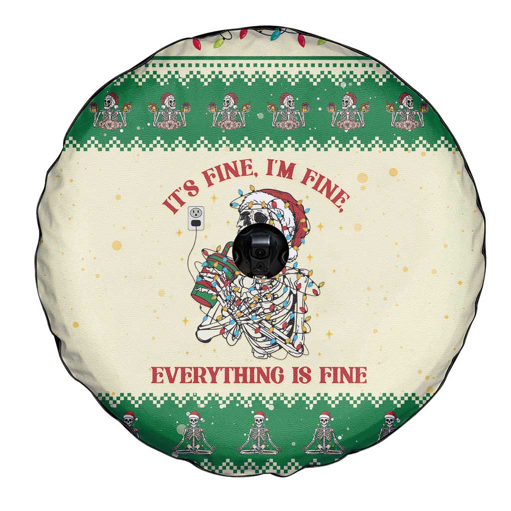 Funny Skeleton Christmas Spare Tire Cover It's Fine I'm Fine Everything Is Fine - Wonder Print Shop