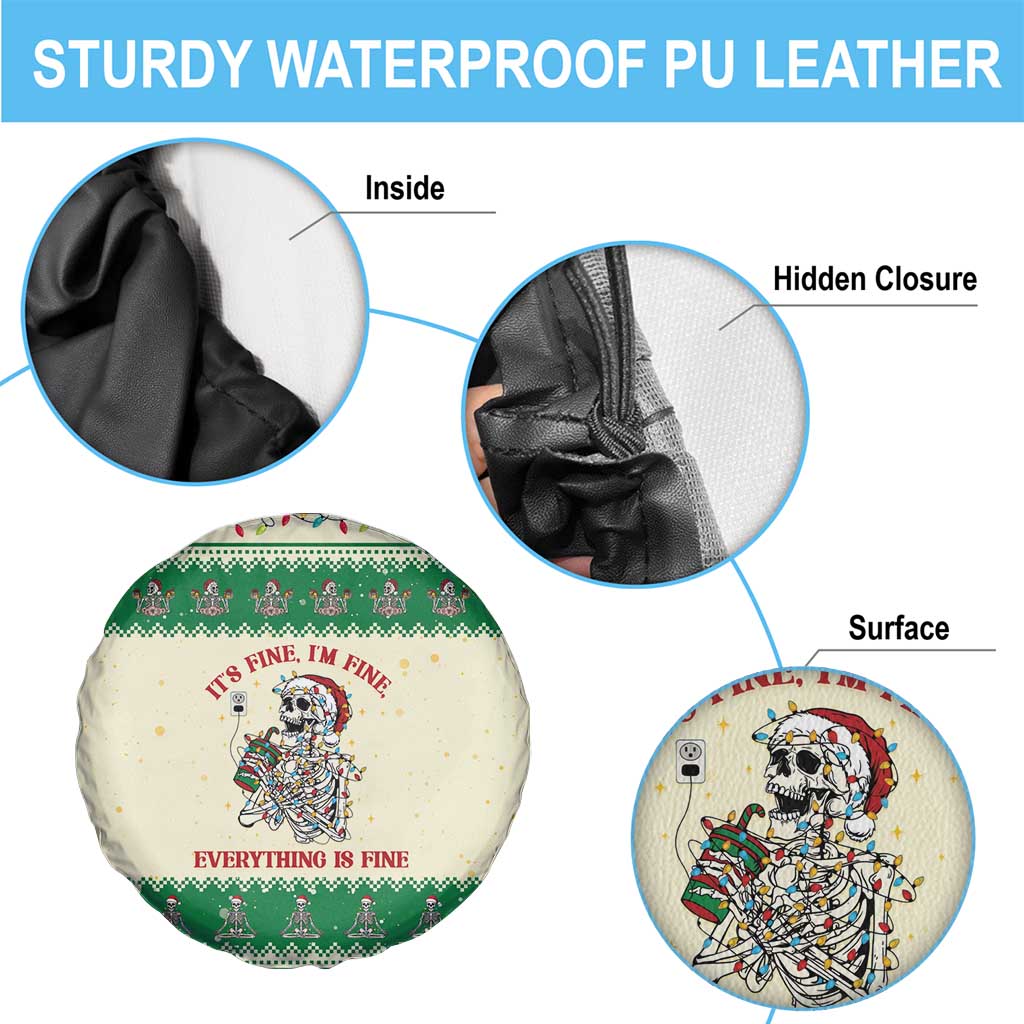 Funny Skeleton Christmas Spare Tire Cover It's Fine I'm Fine Everything Is Fine - Wonder Print Shop