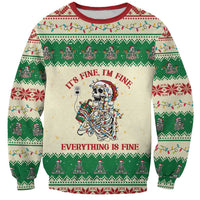 Funny Skeleton Christmas Sweatshirt It's Fine I'm Fine Everything Is Fine - Wonder Print Shop