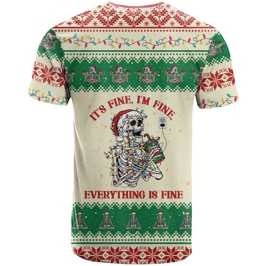 Funny Skeleton Christmas T Shirt It's Fine I'm Fine Everything Is Fine - Wonder Print Shop